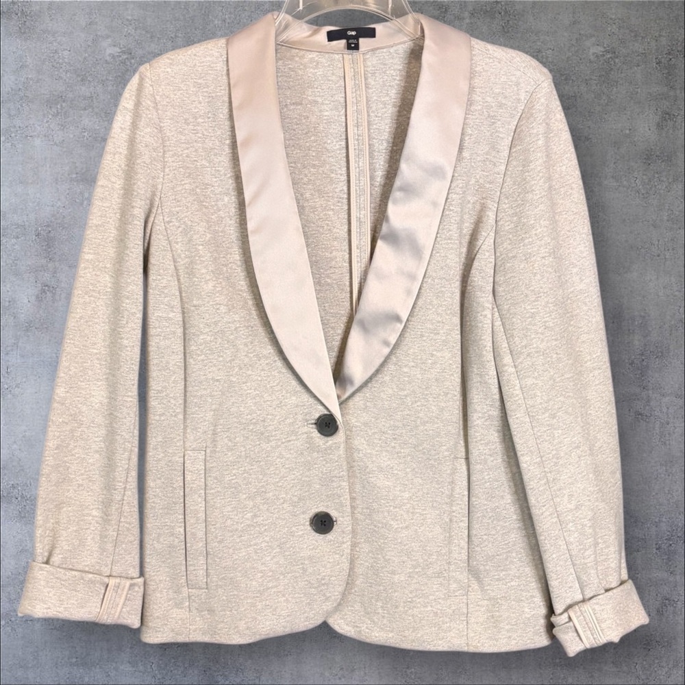 GAP Gray Jersey Blazer with Satin Lapel Womens size Medium NWOT